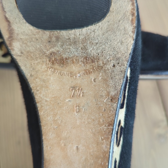 Prevata Black Leather/Suede Leopard Print Wedge Shoes - Picture 10 of 13